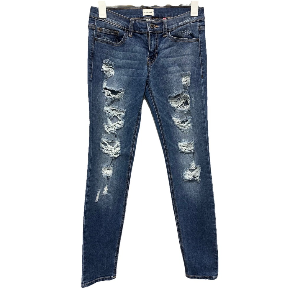 Sneak Peek Denim Jeans Women's Size 3 Blue Boyfriend Distressed Stretch Skinny